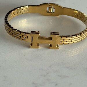 Gold Bracelet with H Design
